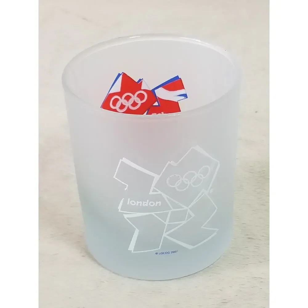 London Olympics 2007 Frosted Glass 6oz Drinking Glassware 3 1/2